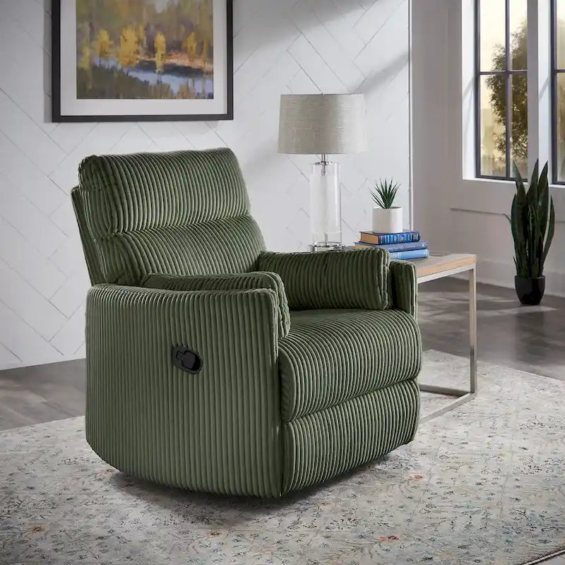 Poltrona reclinabile girevole manuale in velluto a coste felpato — Girevole a 360°, design compatto