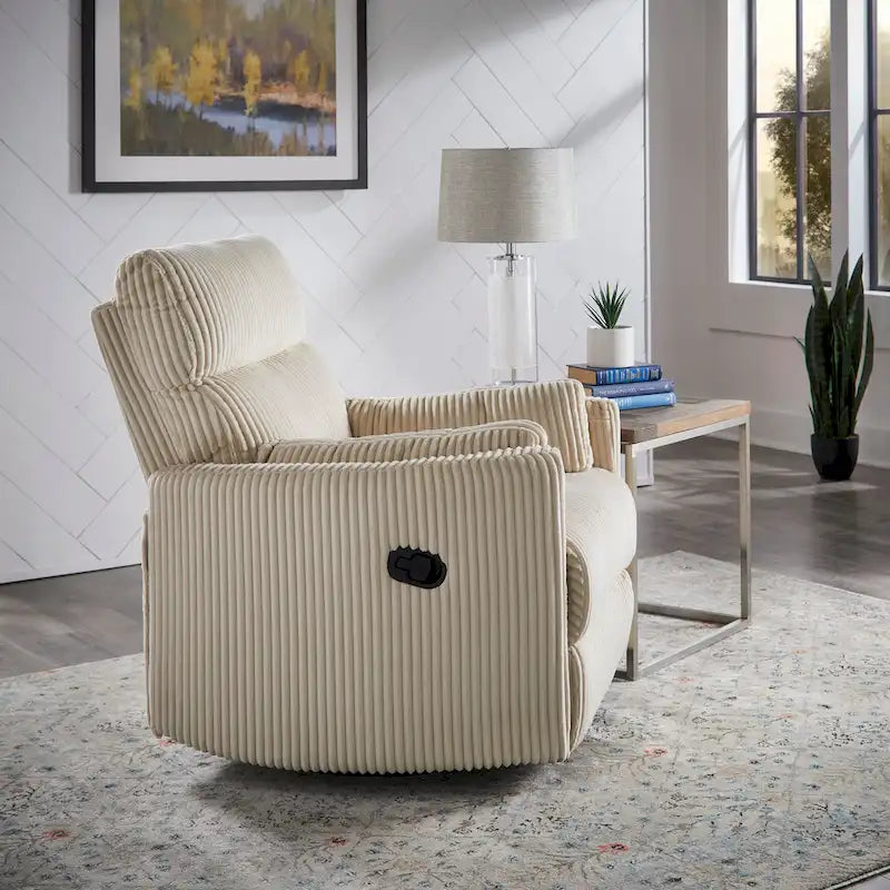 Poltrona reclinabile girevole manuale in velluto a coste felpato — Girevole a 360°, design compatto