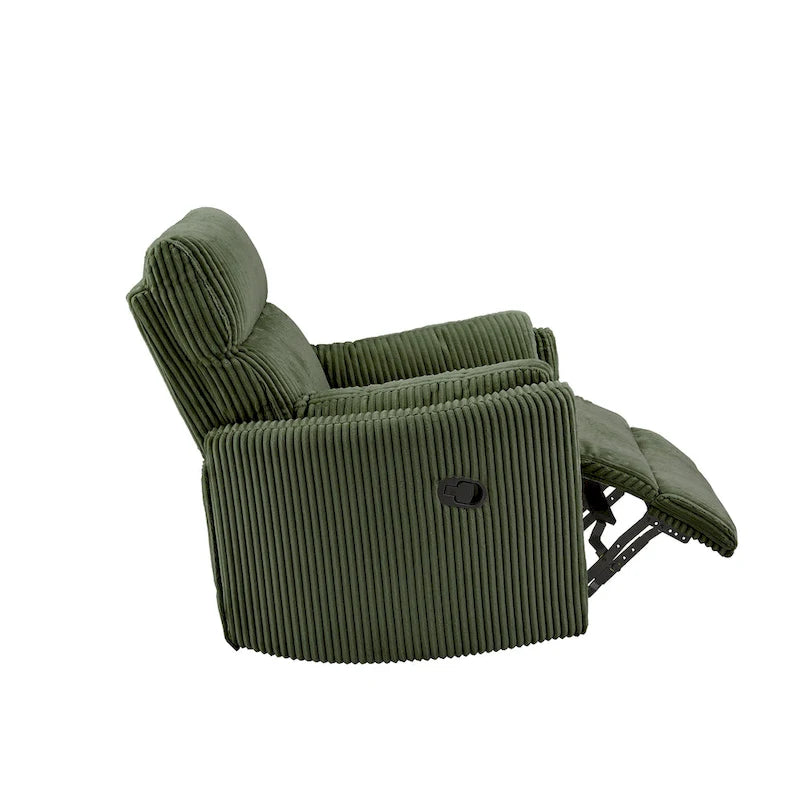 Poltrona reclinabile girevole manuale in velluto a coste felpato — Girevole a 360°, design compatto