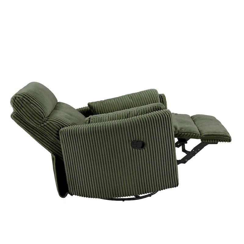 Poltrona reclinabile girevole manuale in velluto a coste felpato — Girevole a 360°, design compatto