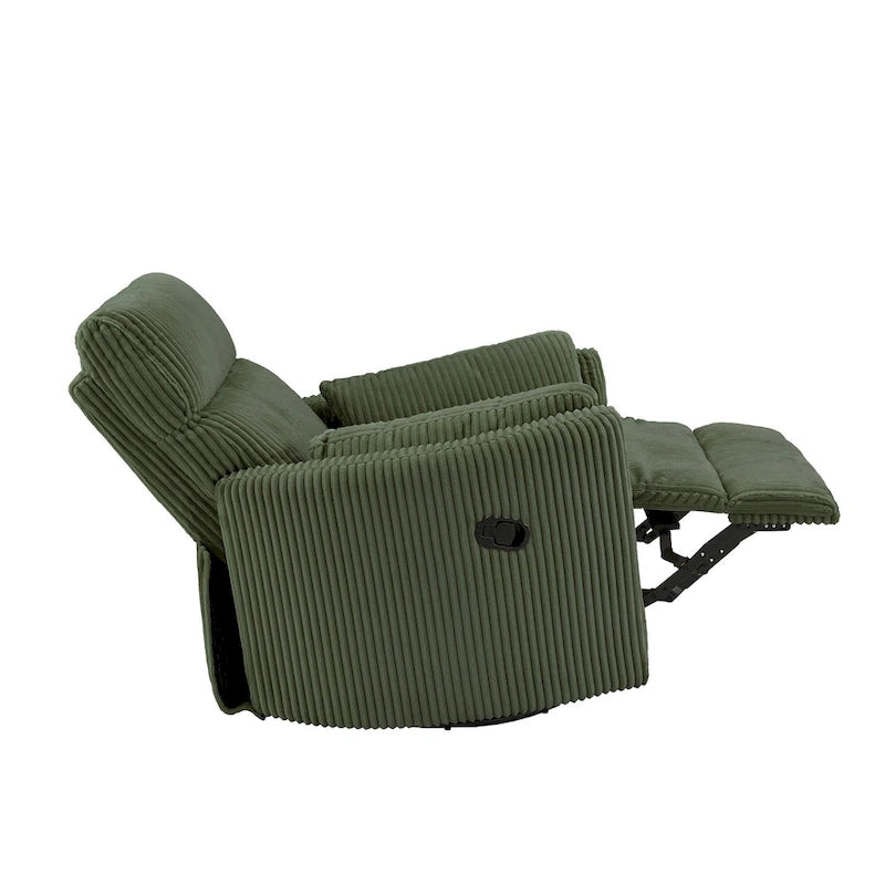 Poltrona reclinabile girevole manuale in velluto a coste felpato — Girevole a 360°, design compatto