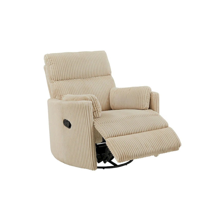 Poltrona reclinabile girevole manuale in velluto a coste felpato — Girevole a 360°, design compatto