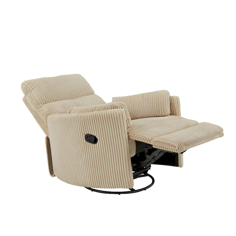 Poltrona reclinabile girevole manuale in velluto a coste felpato — Girevole a 360°, design compatto