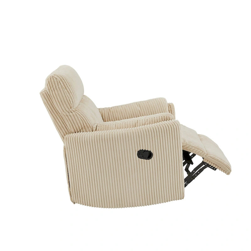 Poltrona reclinabile girevole manuale in velluto a coste felpato — Girevole a 360°, design compatto