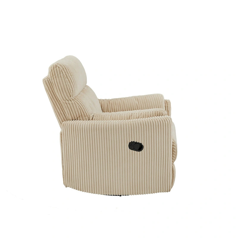 Poltrona reclinabile girevole manuale in velluto a coste felpato — Girevole a 360°, design compatto