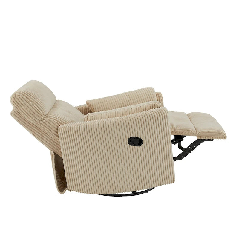 Poltrona reclinabile girevole manuale in velluto a coste felpato — Girevole a 360°, design compatto