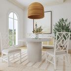 Sedie da Pranzo Imbottite Chippendale in Rattan Naturale Fatte a Mano — Grigio/Bianco Lavato