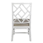 Sedie da Pranzo Imbottite Chippendale in Rattan Naturale Fatte a Mano — Grigio/Bianco Lavato