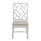 Sedie da Pranzo Imbottite Chippendale in Rattan Naturale Fatte a Mano — Grigio/Bianco Lavato