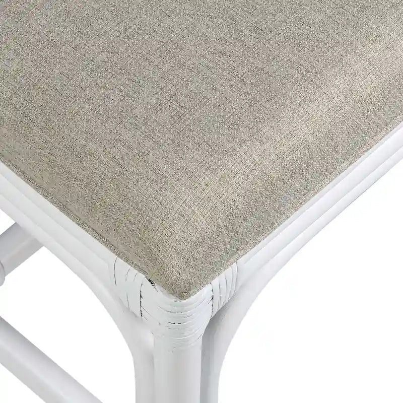 Sedie da Pranzo Imbottite Chippendale in Rattan Naturale Fatte a Mano — Grigio/Bianco Lavato