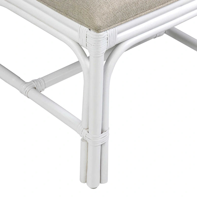 Sedie da Pranzo Imbottite Chippendale in Rattan Naturale Fatte a Mano — Grigio/Bianco Lavato