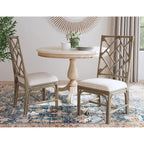 Sedie da Pranzo Imbottite Chippendale in Rattan Naturale Fatte a Mano — Grigio/Bianco Lavato