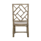 Sedie da Pranzo Imbottite Chippendale in Rattan Naturale Fatte a Mano — Grigio/Bianco Lavato