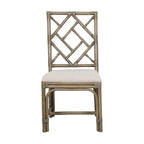 Sedie da Pranzo Imbottite Chippendale in Rattan Naturale Fatte a Mano — Grigio/Bianco Lavato