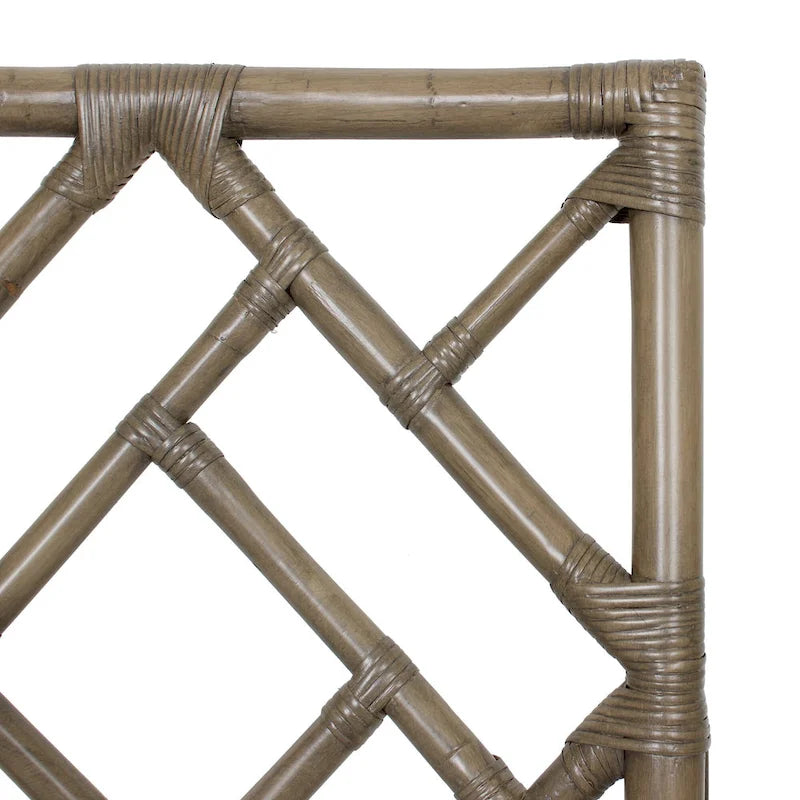 Sedie da Pranzo Imbottite Chippendale in Rattan Naturale Fatte a Mano — Grigio/Bianco Lavato