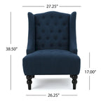 Poltrona club tufted con schienale alto e gambe in legno di betulla — Mid-Century Modern, 27,25L x 33,75W x 38,5H