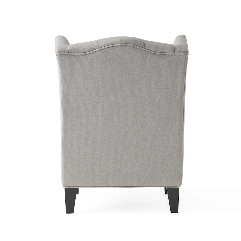 Poltrona club tufted con schienale alto e gambe in legno di betulla — Mid-Century Modern, 27,25L x 33,75W x 38,5H