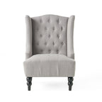 Poltrona club tufted con schienale alto e gambe in legno di betulla — Mid-Century Modern, 27,25L x 33,75W x 38,5H