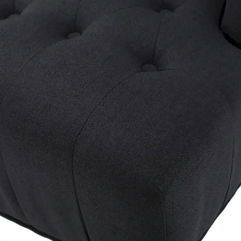 Poltrona club tufted con schienale alto e gambe in legno di betulla — Mid-Century Modern, 27,25L x 33,75W x 38,5H