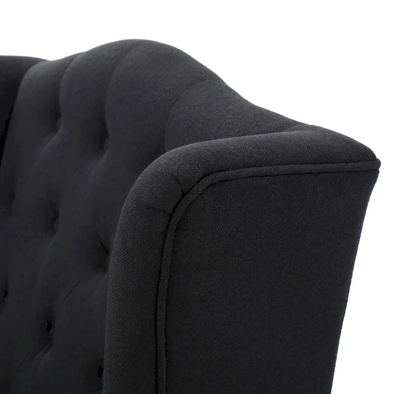 Poltrona club tufted con schienale alto e gambe in legno di betulla — Mid-Century Modern, 27,25L x 33,75W x 38,5H