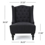 Poltrona club tufted con schienale alto e gambe in legno di betulla — Mid-Century Modern, 27,25L x 33,75W x 38,5H