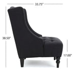 Poltrona club tufted con schienale alto e gambe in legno di betulla — Mid-Century Modern, 27,25L x 33,75W x 38,5H
