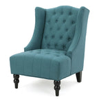 Poltrona club tufted con schienale alto e gambe in legno di betulla — Mid-Century Modern, 27,25L x 33,75W x 38,5H
