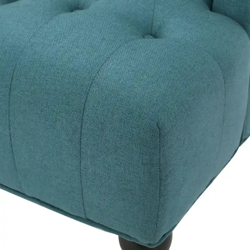 Poltrona club tufted con schienale alto e gambe in legno di betulla — Mid-Century Modern, 27,25L x 33,75W x 38,5H
