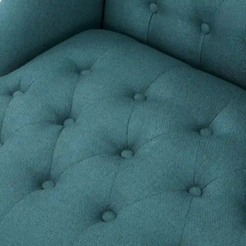 Poltrona club tufted con schienale alto e gambe in legno di betulla — Mid-Century Modern, 27,25L x 33,75W x 38,5H