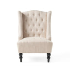Poltrona club tufted con schienale alto e gambe in legno di betulla — Mid-Century Modern, 27,25L x 33,75W x 38,5H