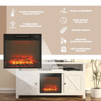 Mobile TV da 58 pollici in legno con caminetto elettrico da 18 pollici — 3 Livelli di fiamma, Certificazione CSA