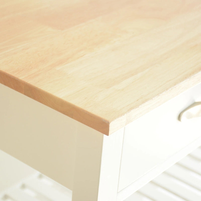 Isola da cucina su ruote in legno da 45, carrello multiuso con 2 cassetti e portasciugamani