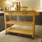 Isola da cucina su ruote in legno da 45, carrello multiuso con 2 cassetti e portasciugamani