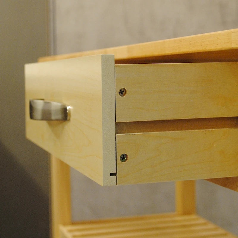 Isola da cucina su ruote in legno da 45, carrello multiuso con 2 cassetti e portasciugamani