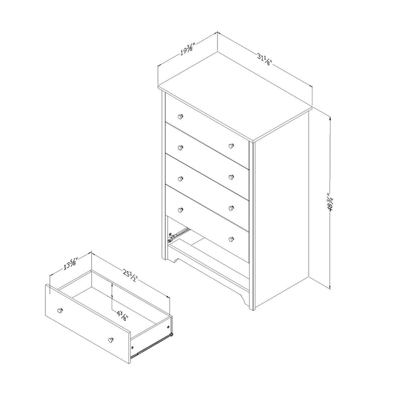 Cassettiera a 5 cassetti — Truciolato Laminato con Kit di Ancoraggio a Parete Incluso