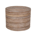 Sgabello pouf rotondo in rattan naturale intrecciato a mano — 19x19x14.2, Ecologico