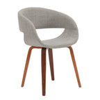 Sedia da pranzo in stile Mid-Century con tessuto antimacchia e gambe in legno