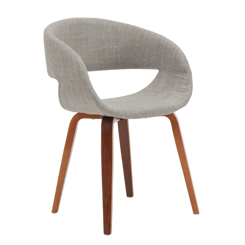 Sedia da pranzo in stile Mid-Century con tessuto antimacchia e gambe in legno