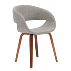 Sedia da pranzo in stile Mid-Century con tessuto antimacchia e gambe in legno