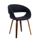 Sedia da pranzo in stile Mid-Century con tessuto antimacchia e gambe in legno