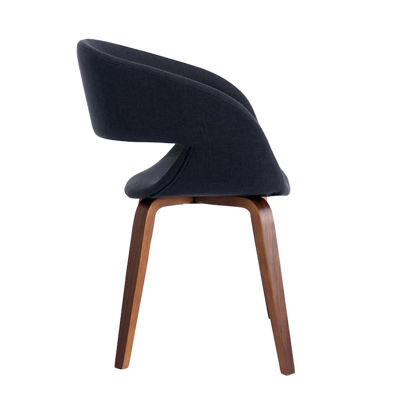 Sedia da pranzo in stile Mid-Century con tessuto antimacchia e gambe in legno