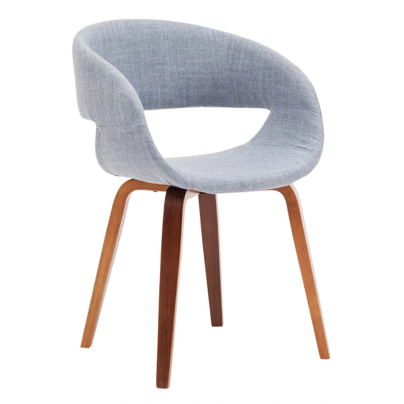 Sedia da pranzo in stile Mid-Century con tessuto antimacchia e gambe in legno
