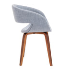 Sedia da pranzo in stile Mid-Century con tessuto antimacchia e gambe in legno
