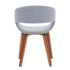Sedia da pranzo in stile Mid-Century con tessuto antimacchia e gambe in legno