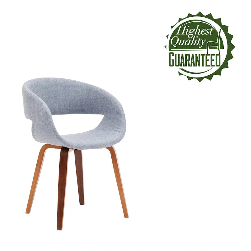 Sedia da pranzo in stile Mid-Century con tessuto antimacchia e gambe in legno