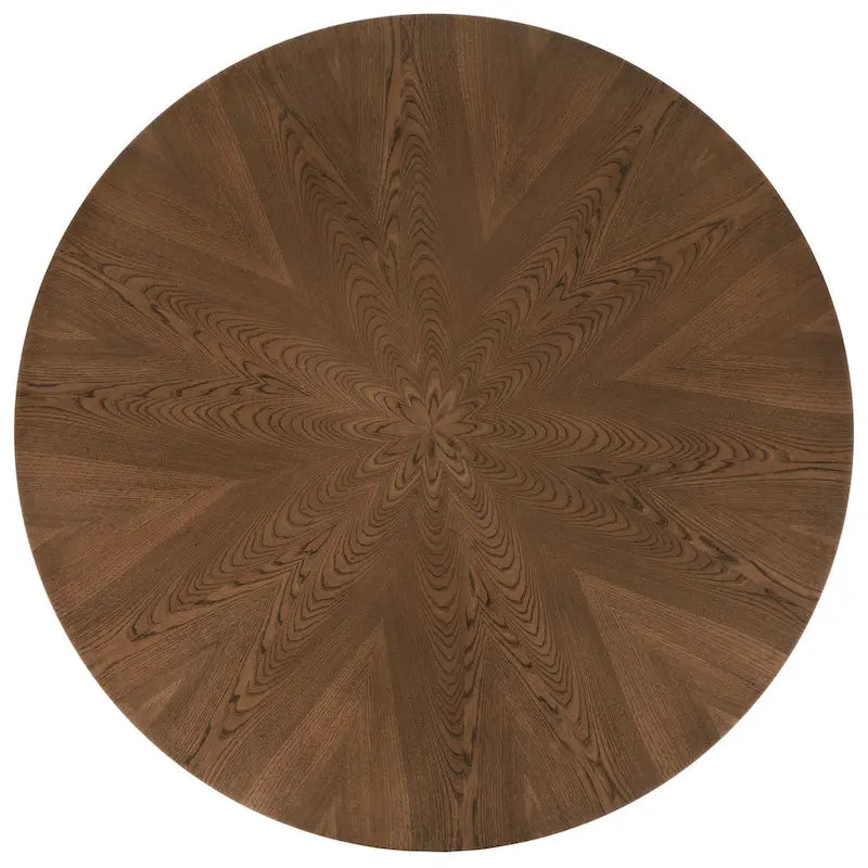 Tavolo da pranzo rotondo Mid-Century con base a X in legno di gomma — Finitura Noce Scuro