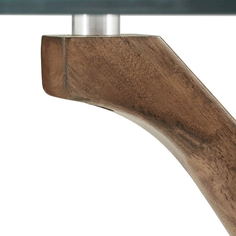 Tavolo da pranzo rotondo Mid-Century con base a X in legno di gomma — Finitura Noce Scuro