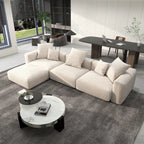 Divano componibile a L oversize in velluto a coste 142 con pouf, classico e profondo