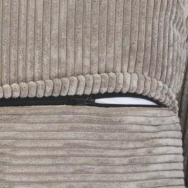 Divano componibile a L oversize in velluto a coste 142 con pouf, classico e profondo