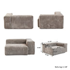 Divano componibile a L oversize in velluto a coste 142 con pouf, classico e profondo